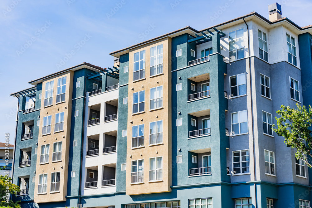Exterior of a modern apartment building